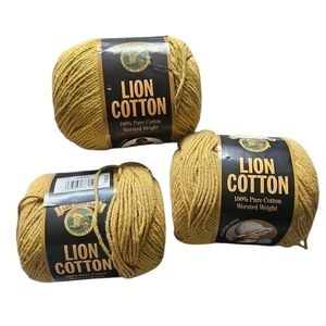 Lion Brand Lion Cotton Yarn (#159 Mustard) Lot of 3